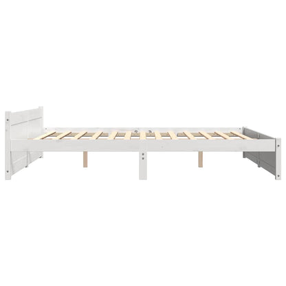 Bed Frame without Mattress White Solid Wood 180x200 cm Super King