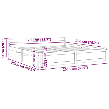 Bed Frame without Mattress Solid Wood 200x200 cm