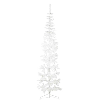 Slim Artificial Half Christmas Tree with Stand White 210 cm