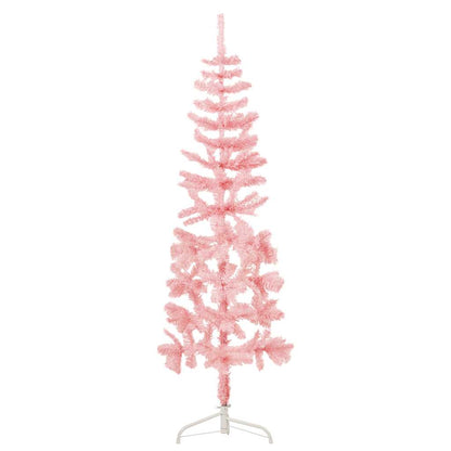 Slim Artificial Half Christmas Tree with Stand Pink 150 cm