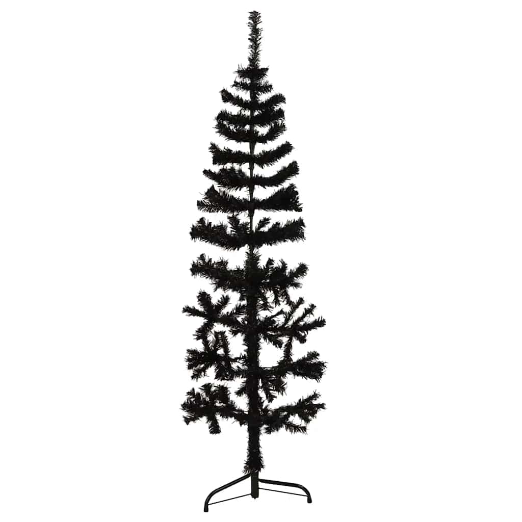 Slim Artificial Half Christmas Tree with Stand Black 120 cm