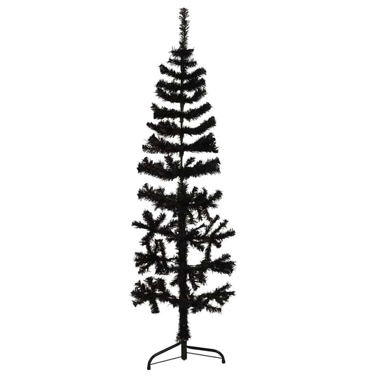 Slim Artificial Half Christmas Tree with Stand Black 120 cm