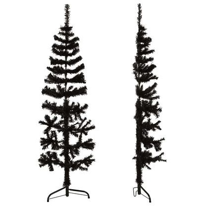 Slim Artificial Half Christmas Tree with Stand Black 120 cm