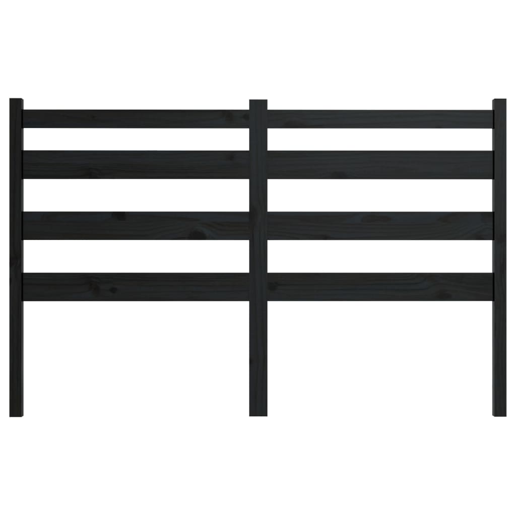 Bed Headboard Black 146x4x100 cm Solid Wood Pine