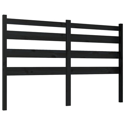 Bed Headboard | Black | Solid Pine Wood | Full Size | Decorative Inlays