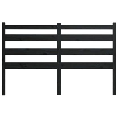 Bed Headboard | Black | Solid Pine Wood | Full Size | Decorative Inlays