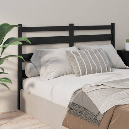 Bed Headboard | Black | Solid Pine Wood | Full Size | Decorative Inlays