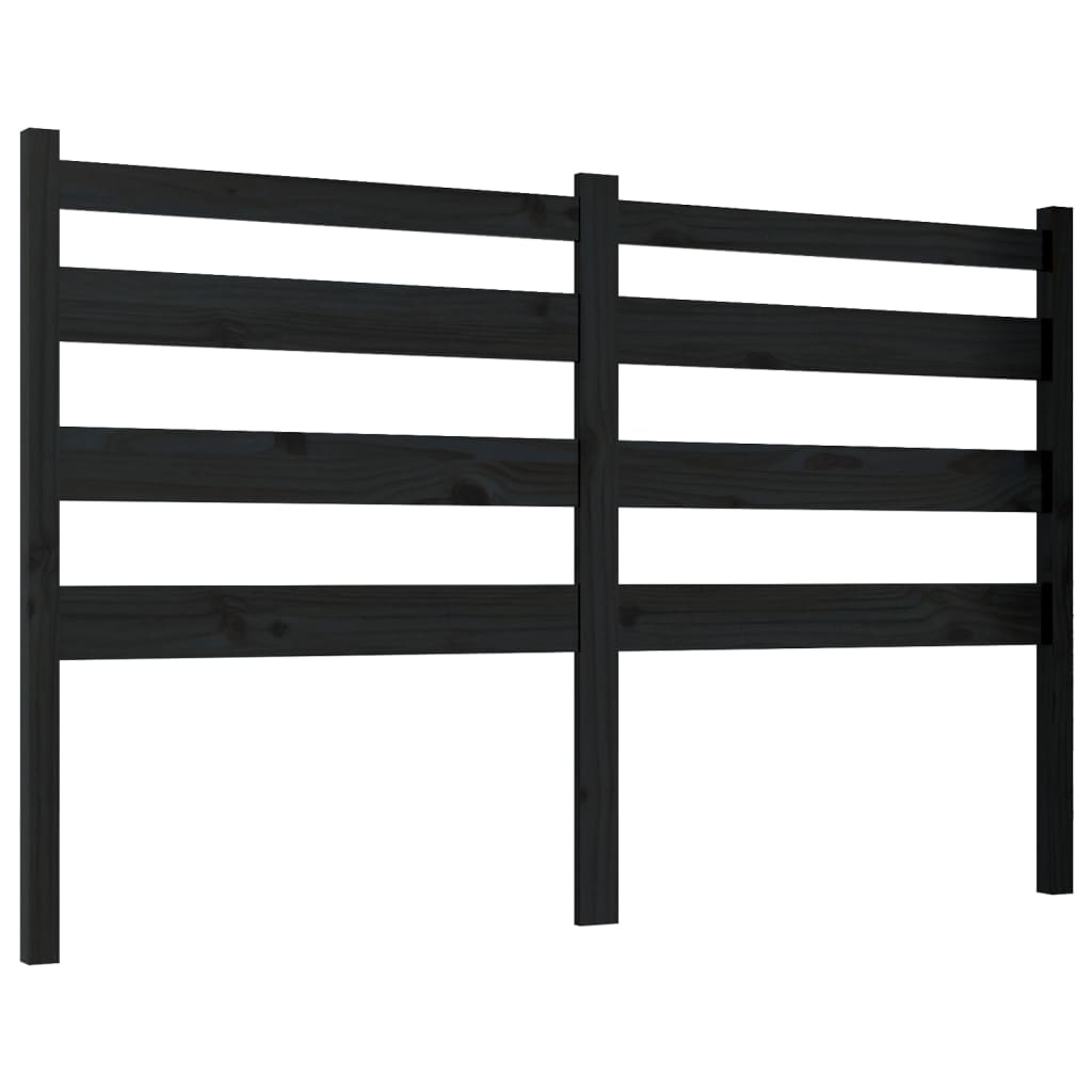 Bed Headboard Black 206x4x100 cm Solid Wood Pine
