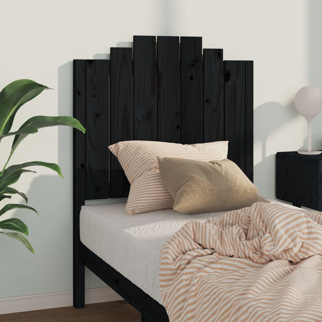 Bed Headboard | Black | Solid Pine Wood | 81 cm x 4 cm x 110 cm