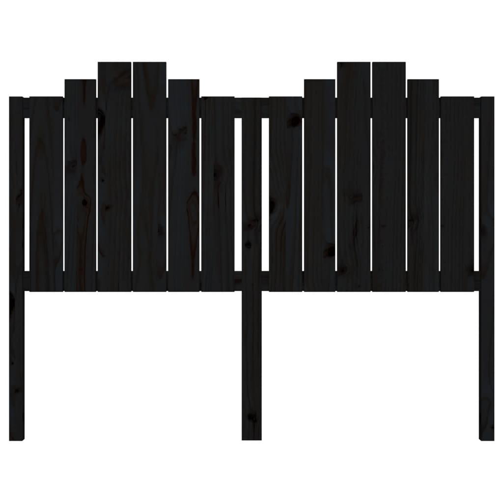 Bed Headboard Black 146x4x110 cm Solid Wood Pine