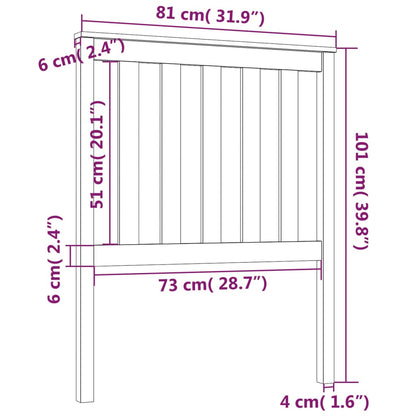 Bed Headboard 81x6x101 cm Solid Wood Pine