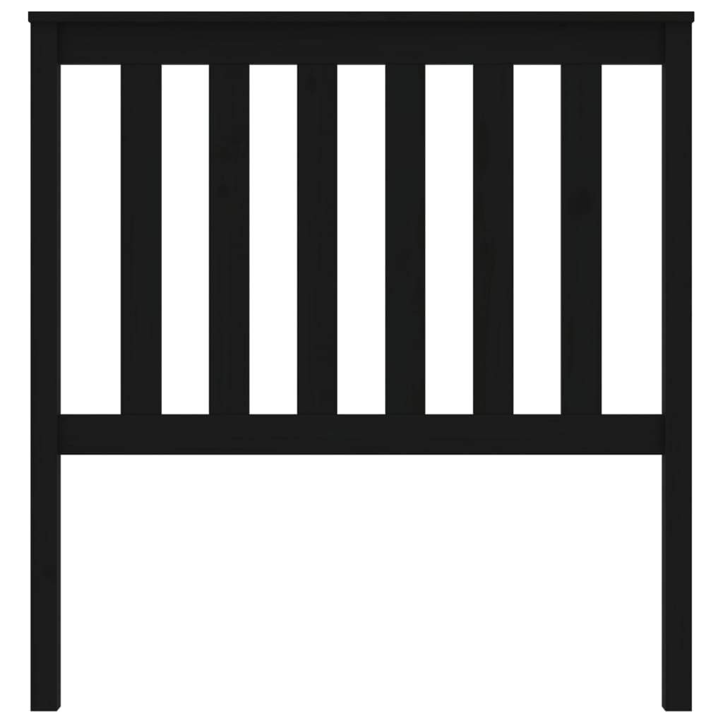Bed Headboard | Black | Solid pine wood | Standard | Decorative Inlays