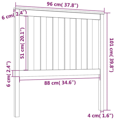 Bed Headboard | Black | Solid pine wood | Standard | Decorative Inlays