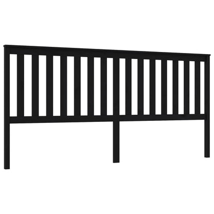 Bed Headboard | Black | Solid Pine Wood | 206x6x101 cm