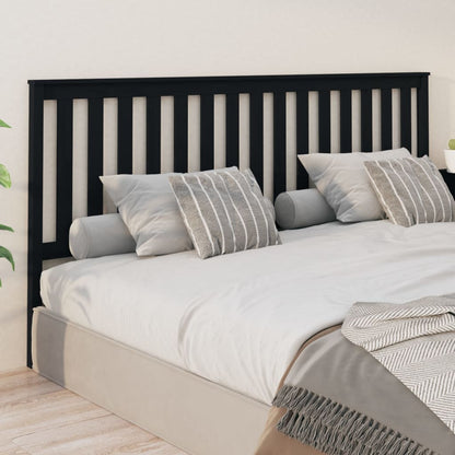 Bed Headboard | Black | Solid Pine Wood | 206x6x101 cm