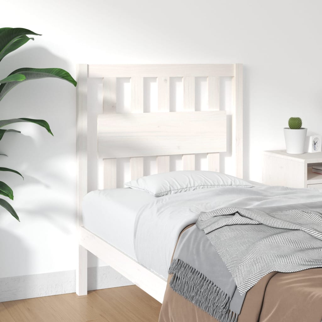 Bed Headboard White 80.5x4x100 cm Solid Wood Pine