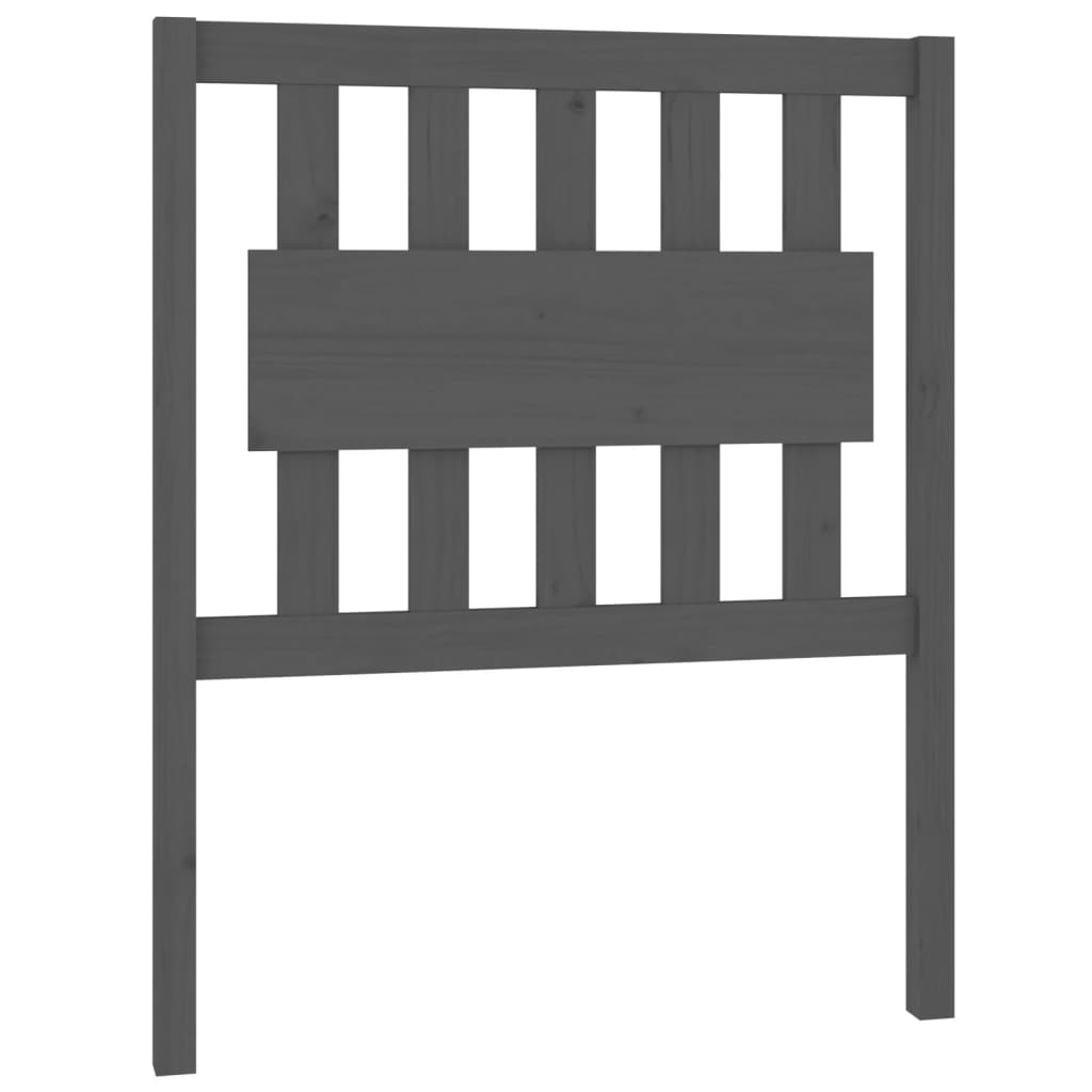 Bed Headboard Grey 80.5x4x100 cm Solid Wood Pine