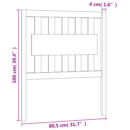 Bed Headboard | Black | Solid Pinewood | 100cm x 80.5cm