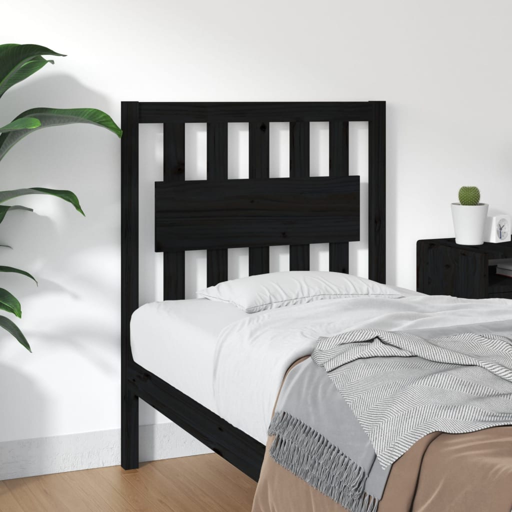 Bed Headboard | Black | Solid Pinewood | 100cm x 80.5cm