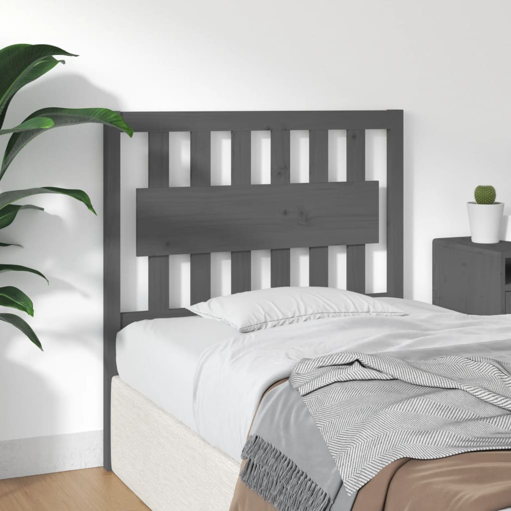 Bed Headboard | Grey | Solid pine wood | Single | Decorative Inlays
