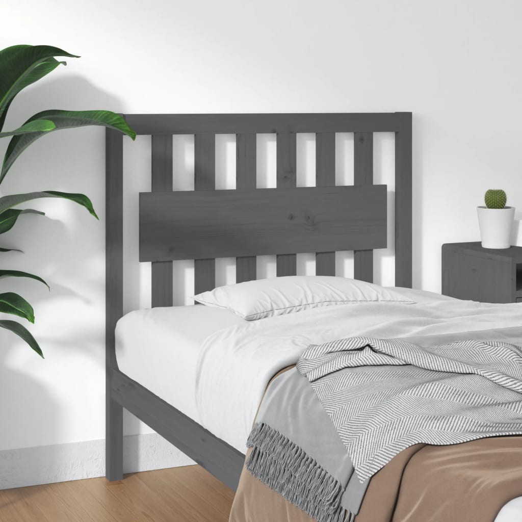 Bed Headboard | Grey | Solid pine wood | Single | Decorative Inlays