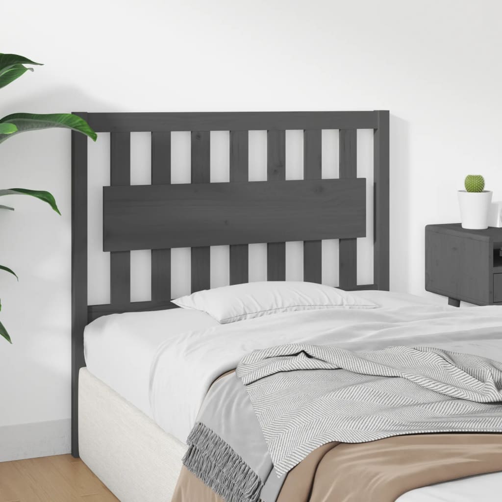 Bed Headboard Grey 105.5x4x100 cm Solid Wood Pine