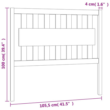 Bed Headboard Grey 105.5x4x100 cm Solid Wood Pine