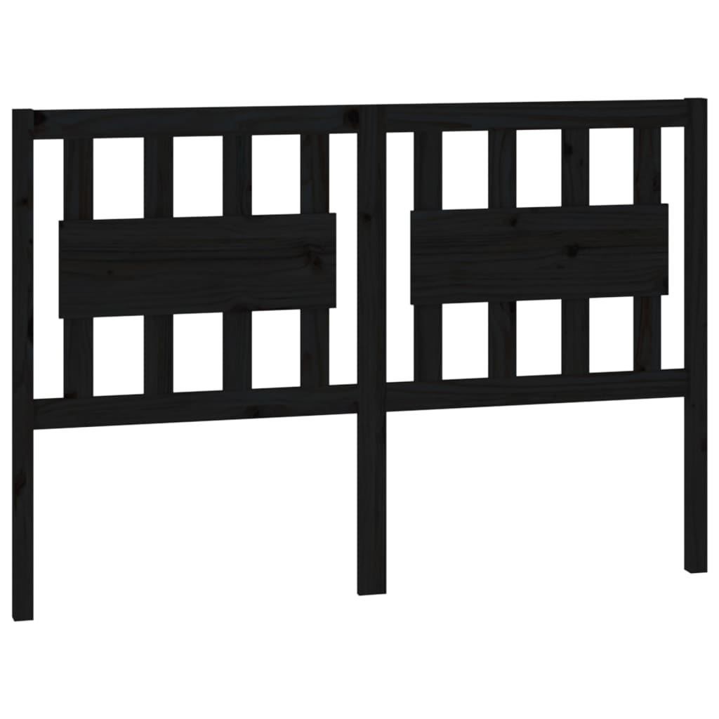 Bed Headboard | Black | Solid Pine Wood | 145.5x4x100 cm