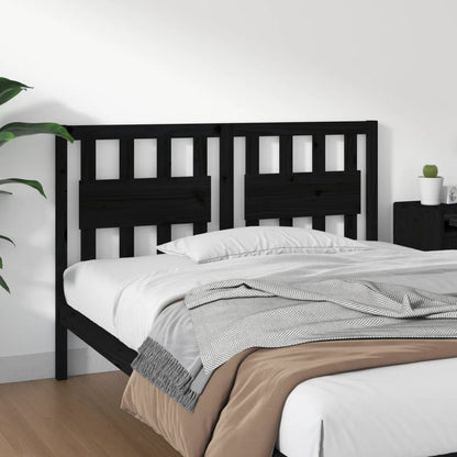 Bed Headboard | Black | Solid Pine Wood | 145.5x4x100 cm