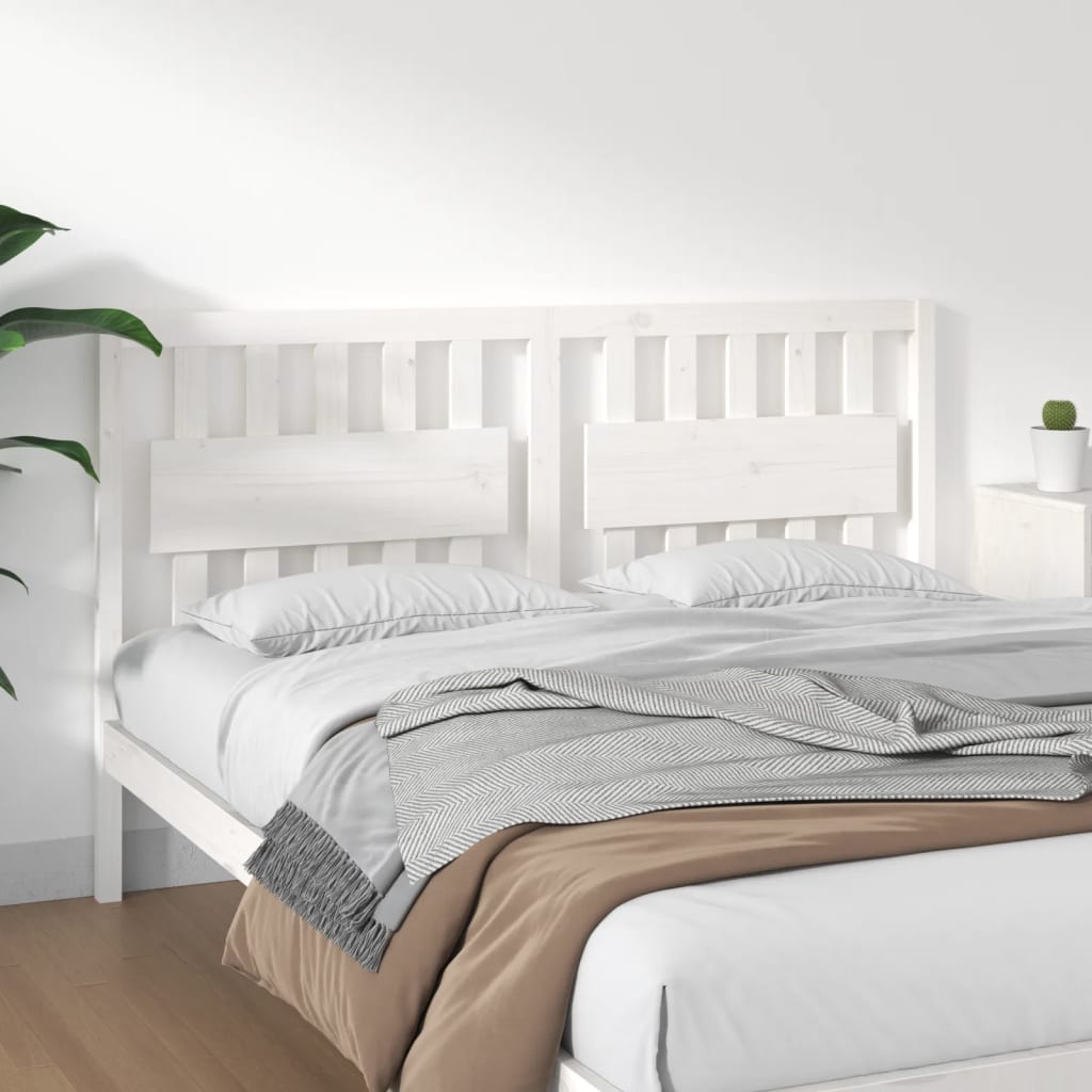 Bed Headboard | White | Solid pine wood | 155.5 cm width x 100 cm height