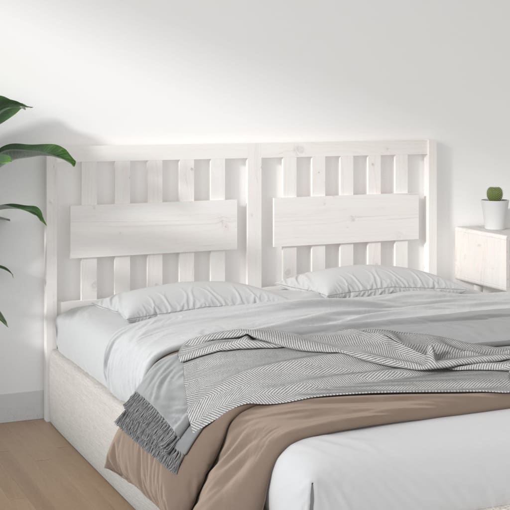 Bed Headboard | White | Solid pine wood | Large | Decorative Inlays