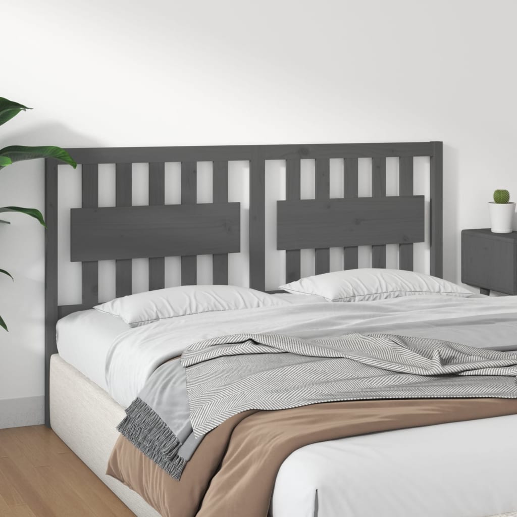 Bed Headboard Grey 165.5x4x100 cm Solid Wood Pine