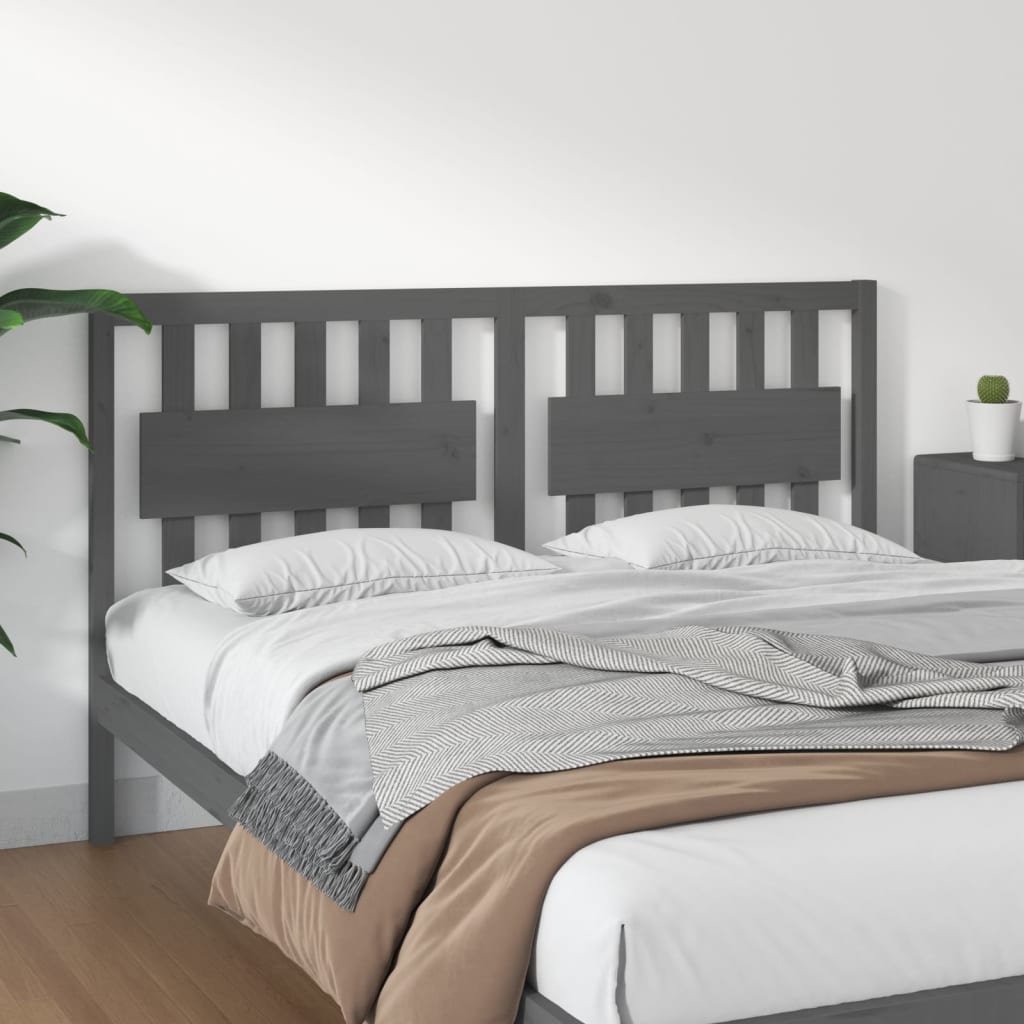 Bed Headboard Grey 165.5x4x100 cm Solid Wood Pine