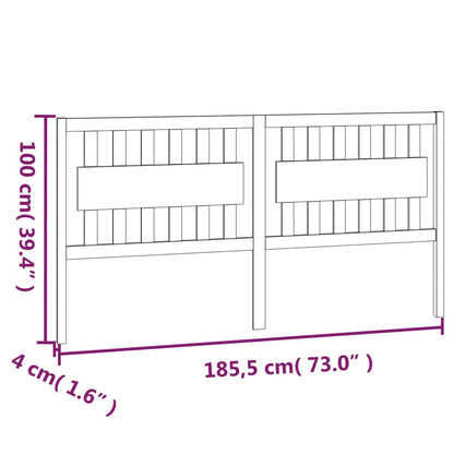 Bed Headboard Grey 185.5x4x100 cm Solid Wood Pine