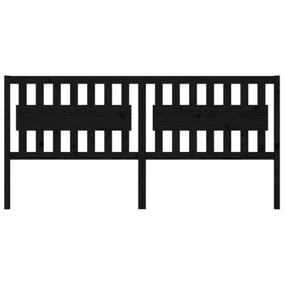 Bed Headboard | Black | Solid Pine Wood | Large | Decorative Inlays