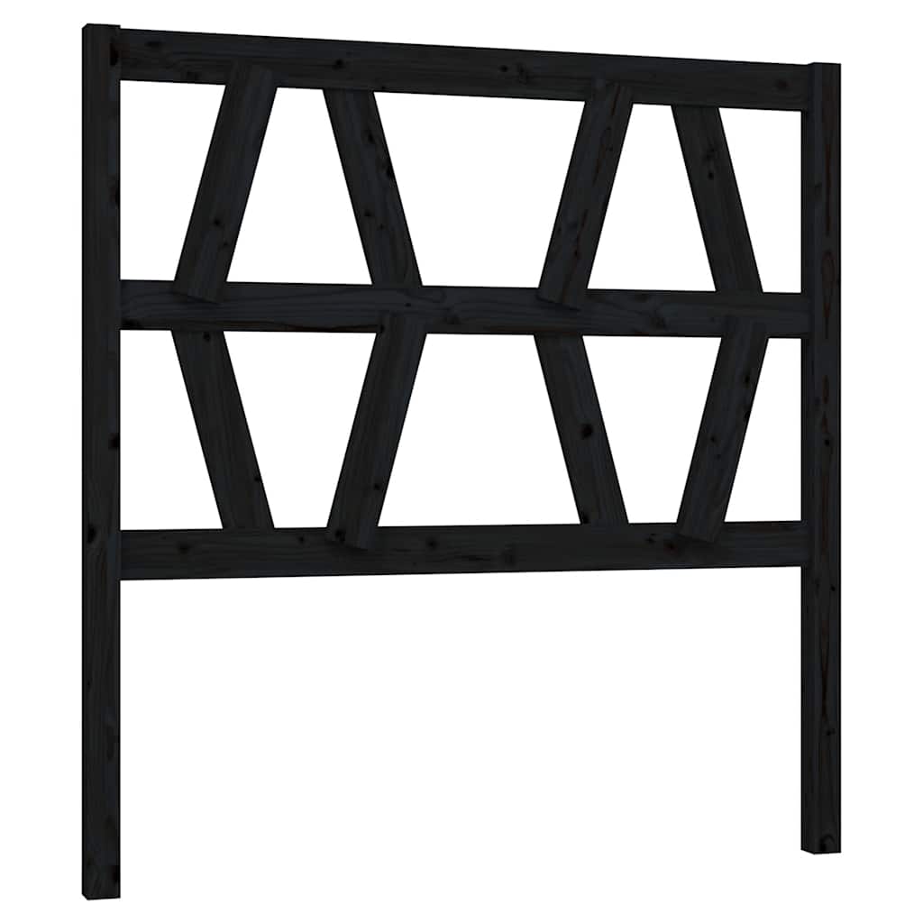 Bed Headboard | Black | Solid pinewood | Medium | Decorative Inlays