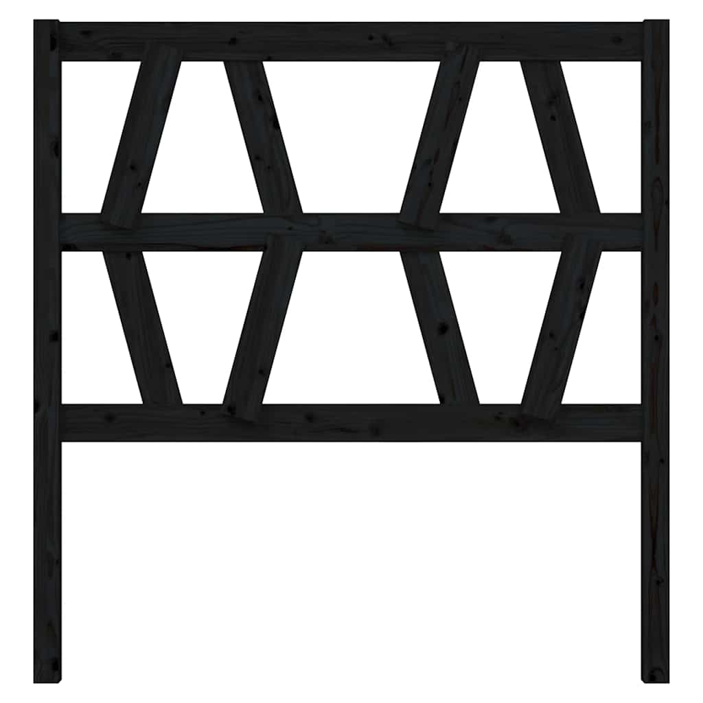 Bed Headboard | Black | Solid pinewood | Medium | Decorative Inlays