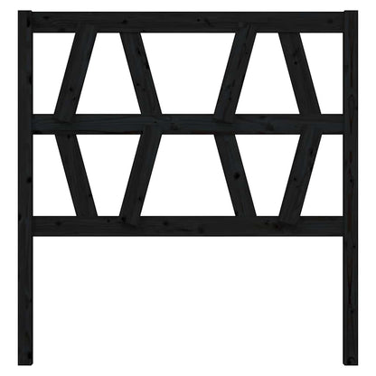Bed Headboard | Black | Solid pinewood | Medium | Decorative Inlays