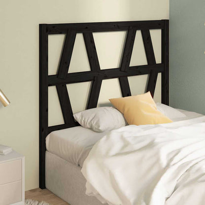 Bed Headboard | Black | Solid pinewood | Medium | Decorative Inlays