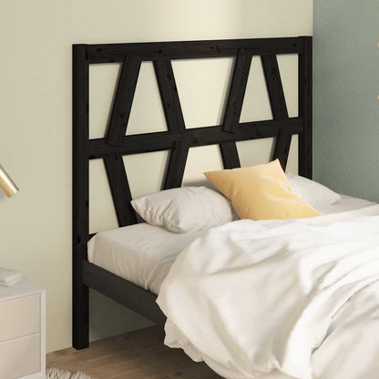 Bed Headboard | Black | Solid pinewood | Medium | Decorative Inlays