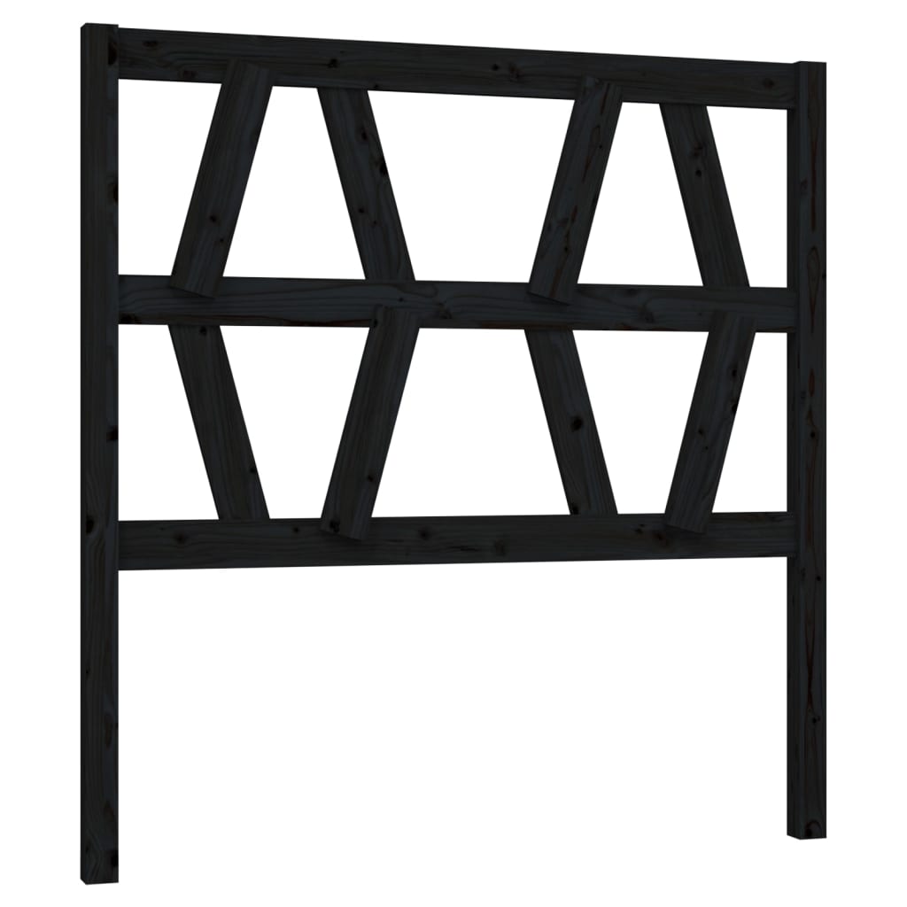 Bed Headboard | Black | Solid Pine Wood | Single size | Decorative Inlays