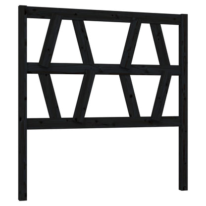 Bed Headboard | Black | Solid Pine Wood | Single size | Decorative Inlays