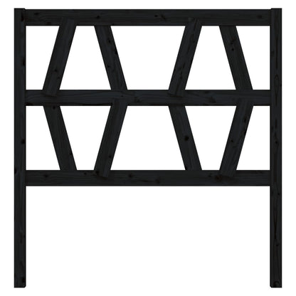 Bed Headboard | Black | Solid Pine Wood | Single size | Decorative Inlays