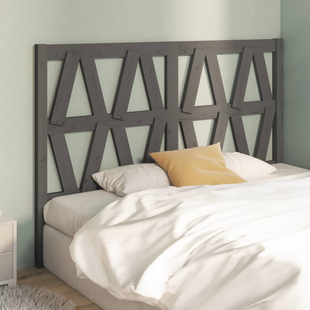 Bed Headboard | Grey | Solid pine wood | 126 x 4 x 100 cm