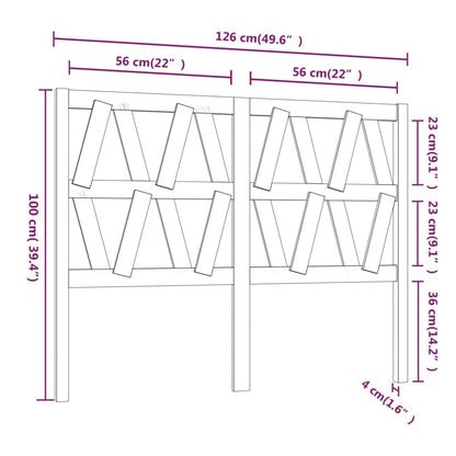 Bed Headboard | Grey | Solid pine wood | 126 x 4 x 100 cm