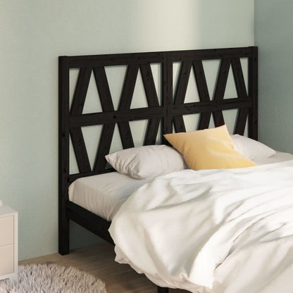 Bed Headboard | Black | Solid pine wood | 126x4x100 cm