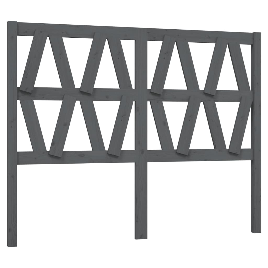 Bed Headboard Grey 146x4x100 cm Solid Wood Pine