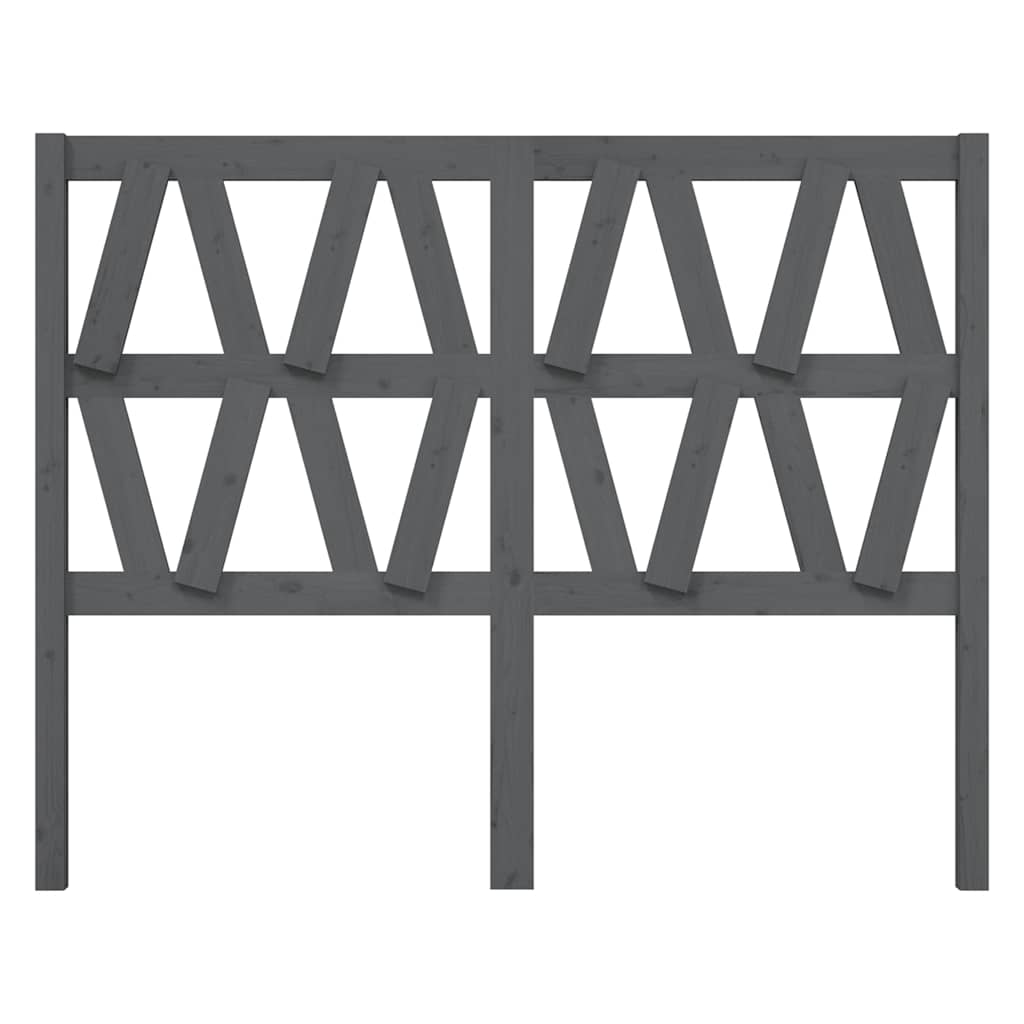 Bed Headboard Grey 146x4x100 cm Solid Wood Pine