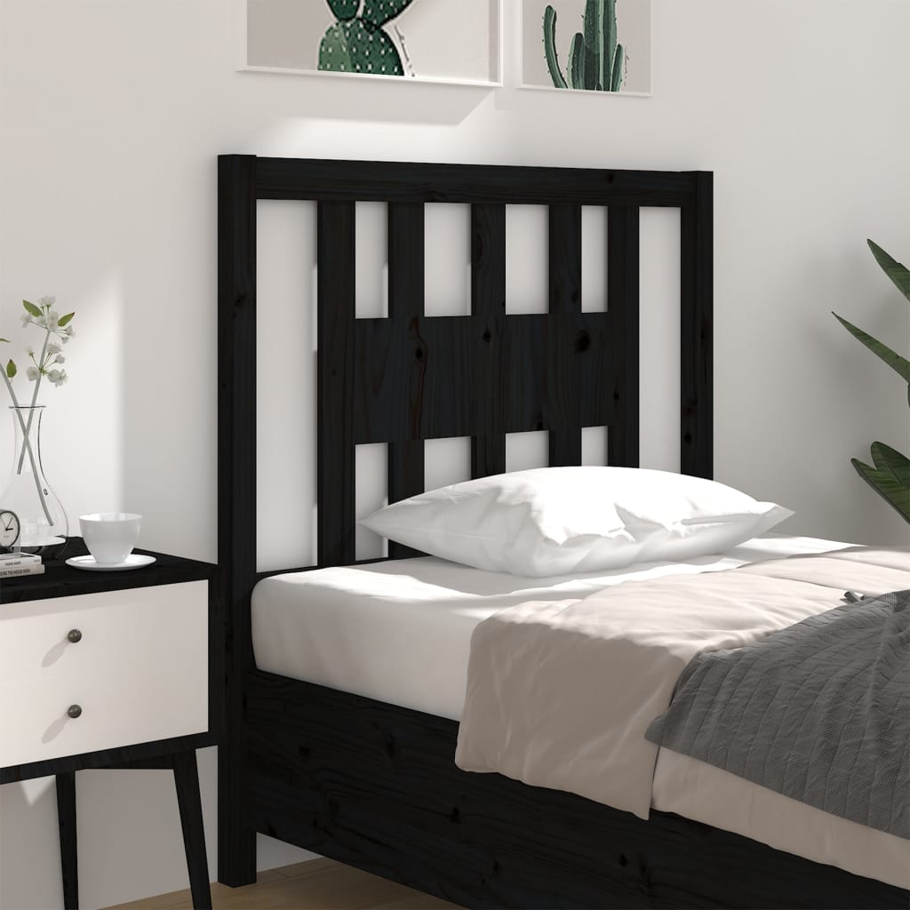 Headboard | Black | Solid Pine Wood | Standard | Headboard | Rectangular