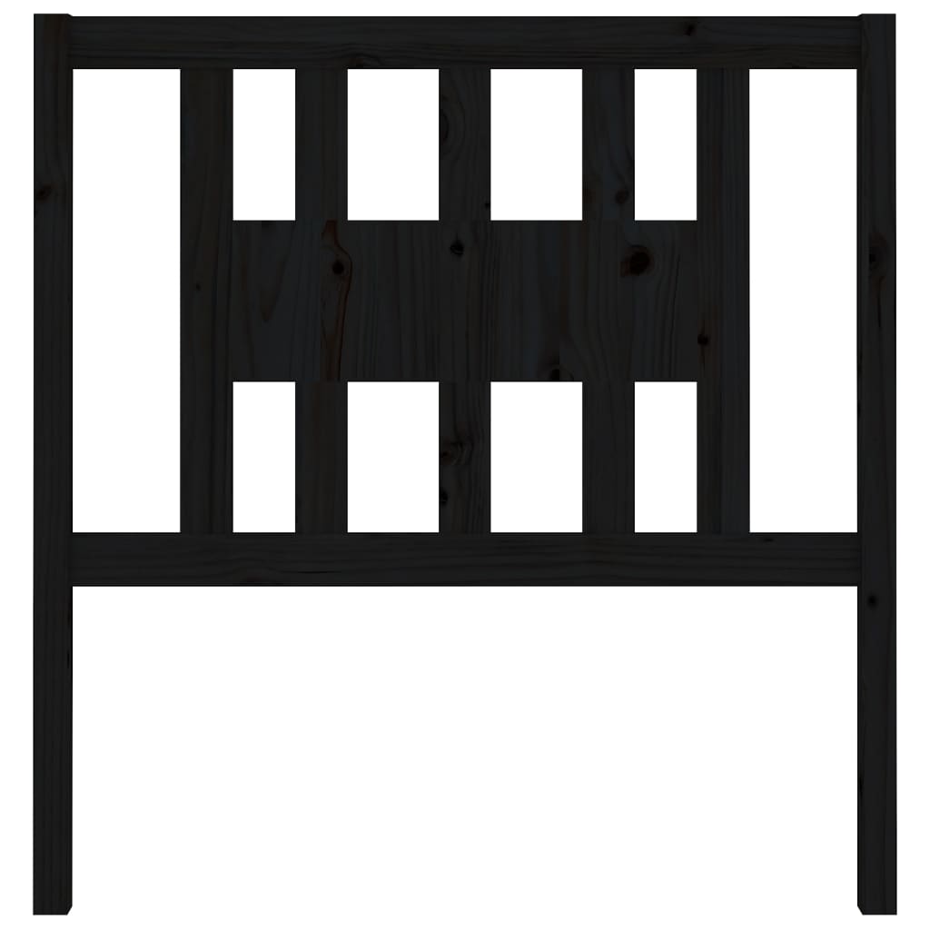 Headboard | Black | Solid pine wood | 96x4x100 cm | Decorative Inlays